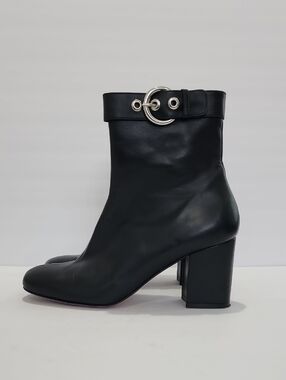 Mulberry Leather Ankle Boots with Silver Buckle